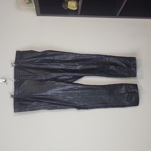 ABERCROMBIE & FITCH Black The Skinny Ultra High Rise Faux Leather Slit Pant
